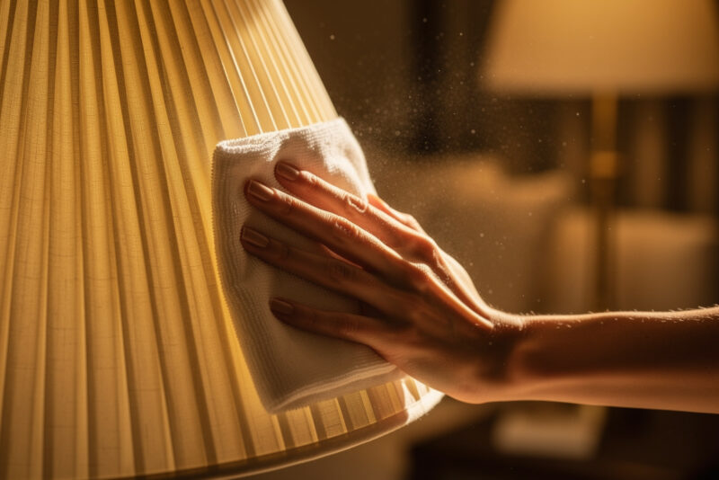 Comment nettoyer un abat-jour en tissu plissé jauni ?