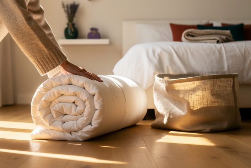 Comment ranger ses couettes encombrantes sans aspirateur ?